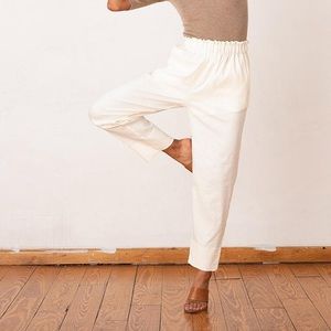 ADAY Kick Back High Waisted Linen Pants • S Ivory